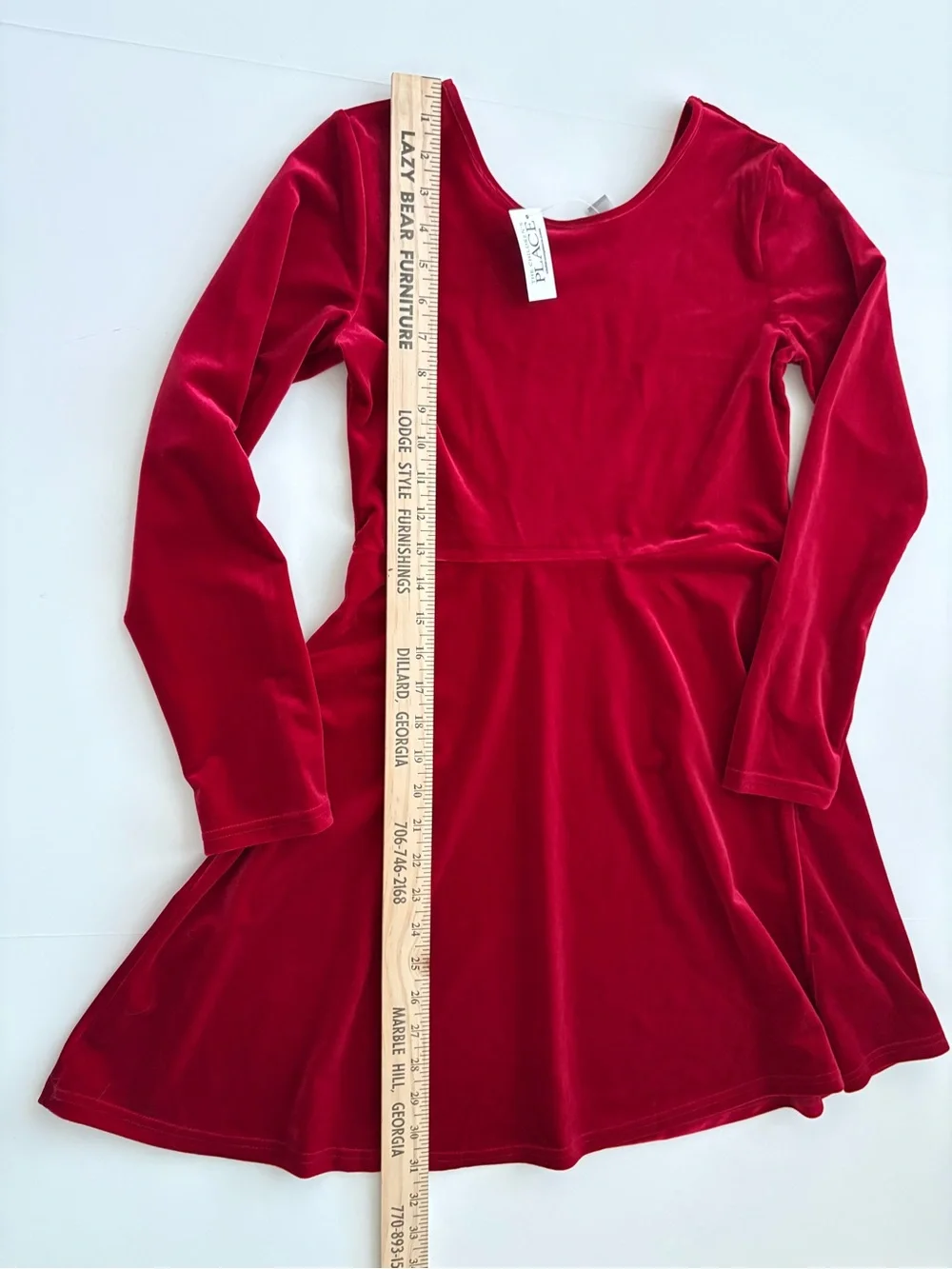 The Children’s Place Girls XL 14 Red Velvet Long Sleeve Holiday Dress NWT